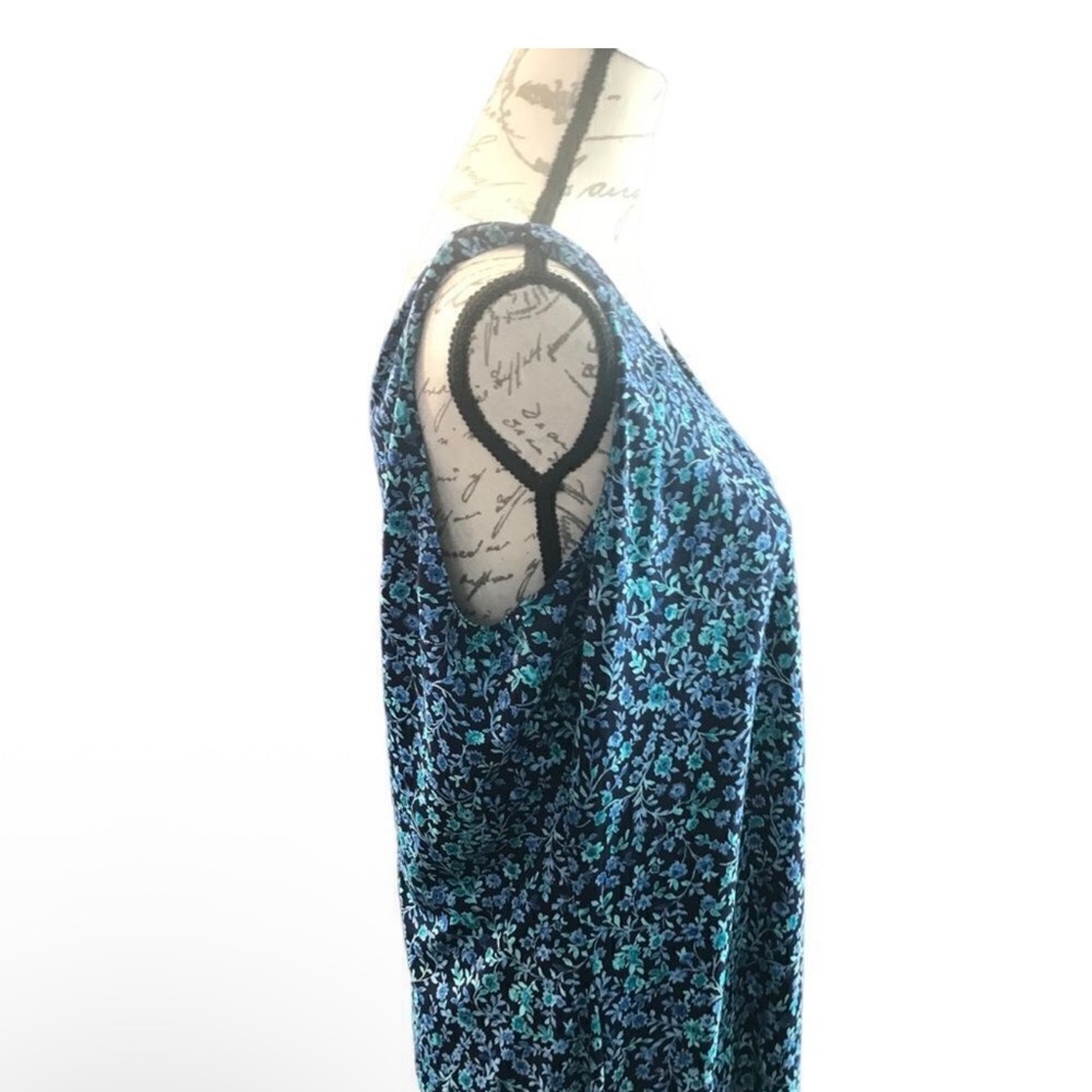 Sleeveless Teal Floral V-Neck Mini Dress - Picture 4 of 8